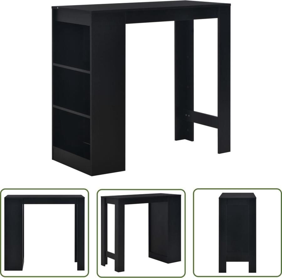 The Living Store Bartafel Zwart 110 x 50 x 103 cm Met 3 Schappen Bartafel Houten Bartafel Zwarte Bartafel Salontafel Kookeiland