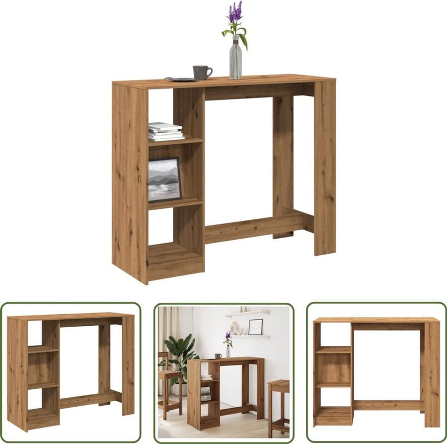 VidaXL Bartafel met schap 124x46x103 5 cm hout artisanaal eikenkleurig Bartafel Houten Bartafel Salontafel Eettafel Opslagkast