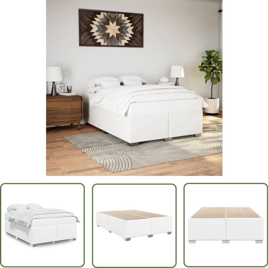 VidaXL Bedframe kunstleer wit 160x200 cm Bedframe Houten Bed Bedkast Slaapkamers Design Bed