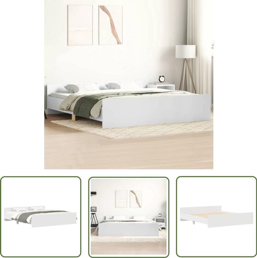 The Living Store Bedframe Functioneel Bedframes Afmeting- 203 x 203 x 50 cm Kleur- wit Materiaal- bewerkt hout grenenhout Ken- stevige lattenbodem Matras niet inbegrepen Montage vereist