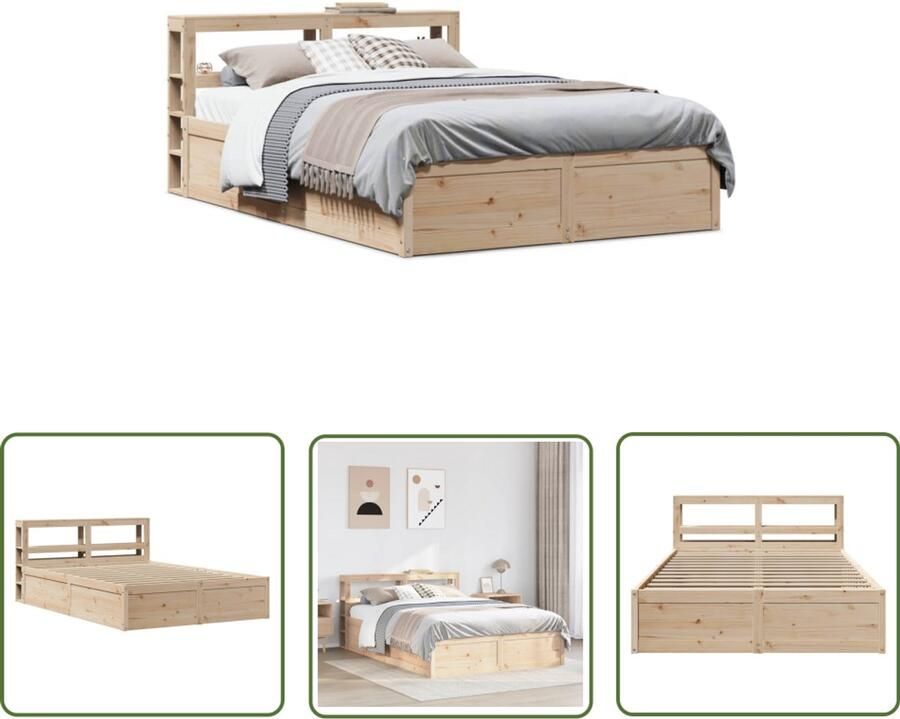 VidaXL Houten Bed Bedframe met hoofdbord massief grenenhout 160x200 cm Massief Hout Bed Bedstede Boxspring