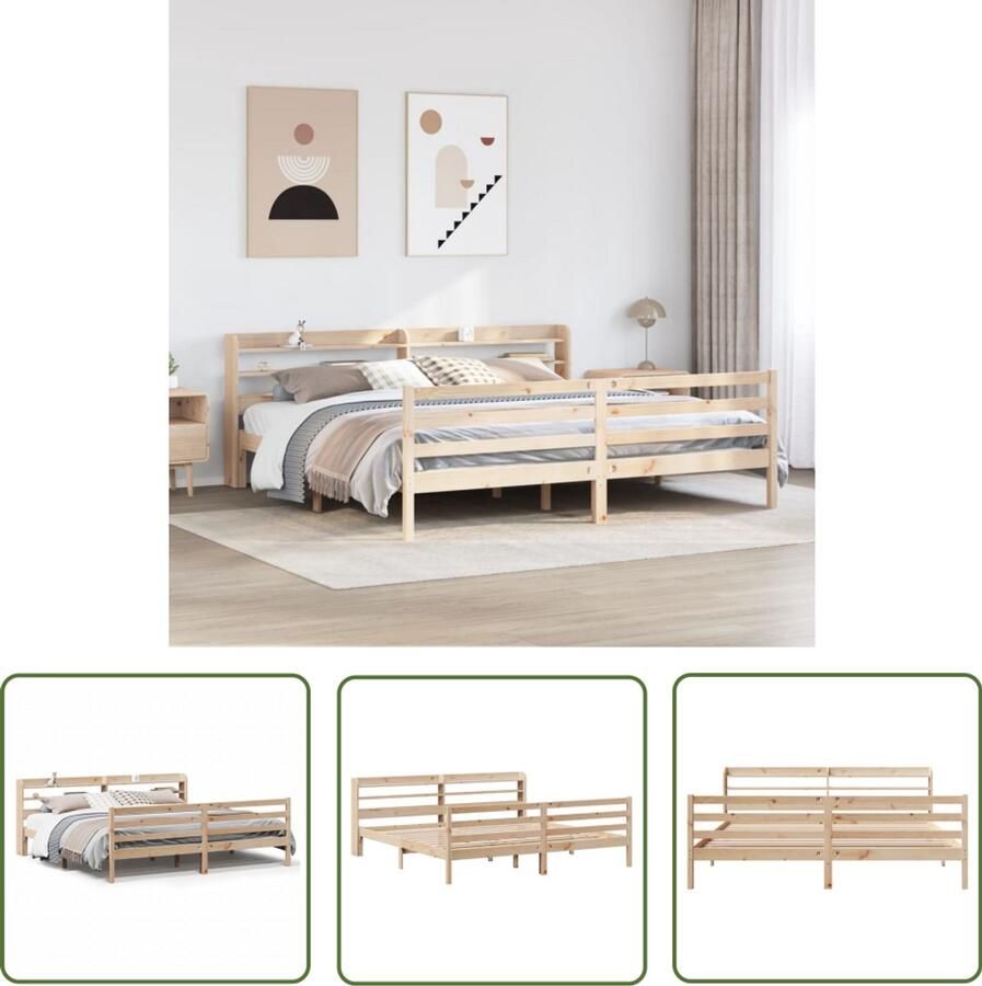 VidaXL Houten Bed Bedframe met hoofdbord massief grenenhout 200x200 cm Grenen Hout Tweepersoonsbed Boxspring