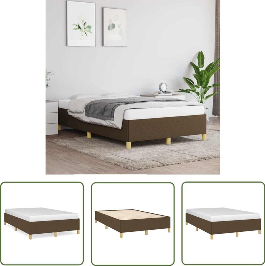 VidaXL Bedframe zonder matras 120x190 cm stof donkerbruin Bedframe Houten Bed Bruine Bed Tweepersoons Bed Stoffen Bed