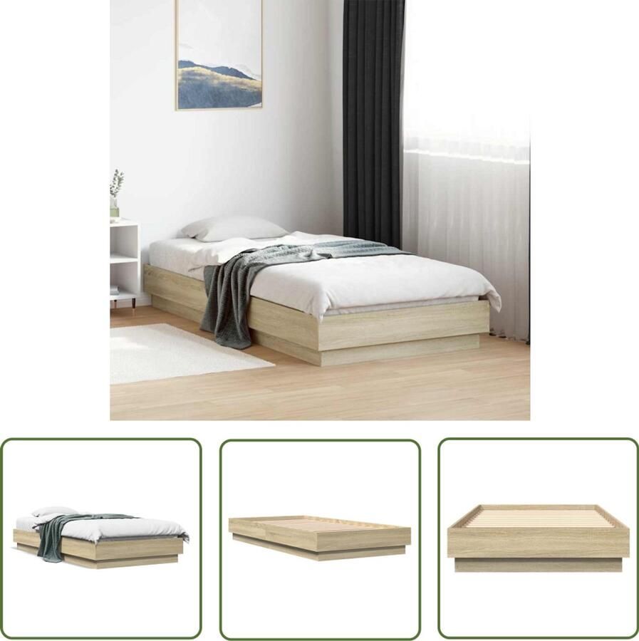 VidaXL Bedframe zonder matras hout sonoma eikenkleurig 90x190 cm Bedframe Houten Bed Sonoma Eiken Tweepersoonsbed