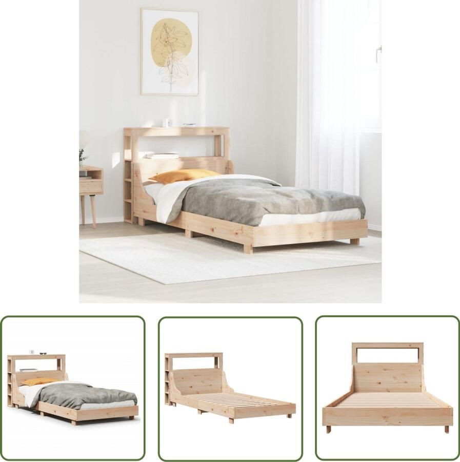 VidaXL Houten Bed Bedframe zonder matras massief grenenhout 100x200 cm Grenenhouten Bed Met Opbergvakken Tweepersoonsbed