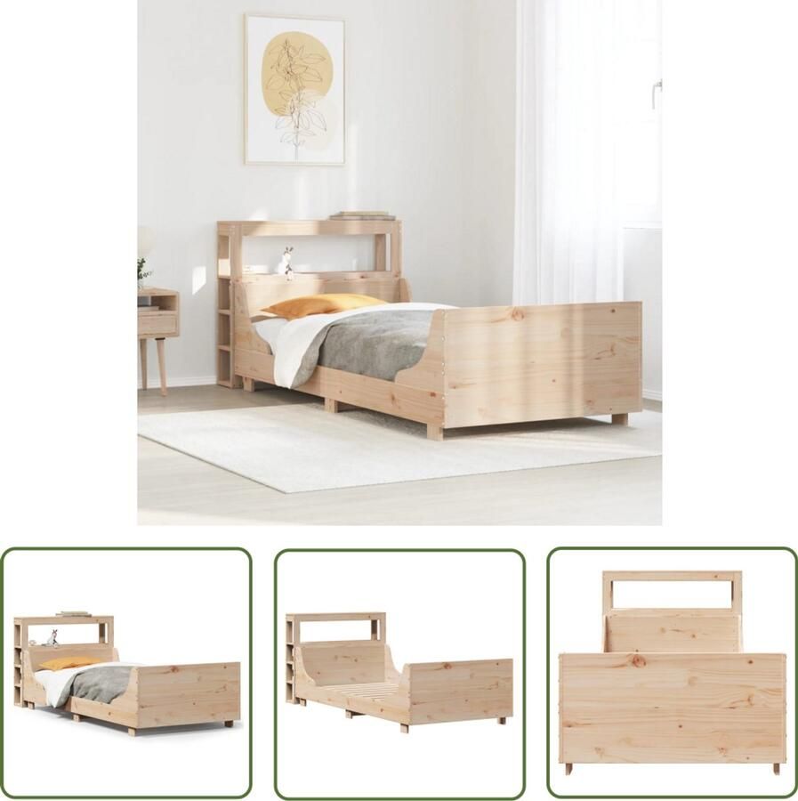VidaXL Houten Bed Bedframe zonder matras massief grenenhout 100x200 cm Grenenhouten Bed Tweepersoonsbed Boxspring