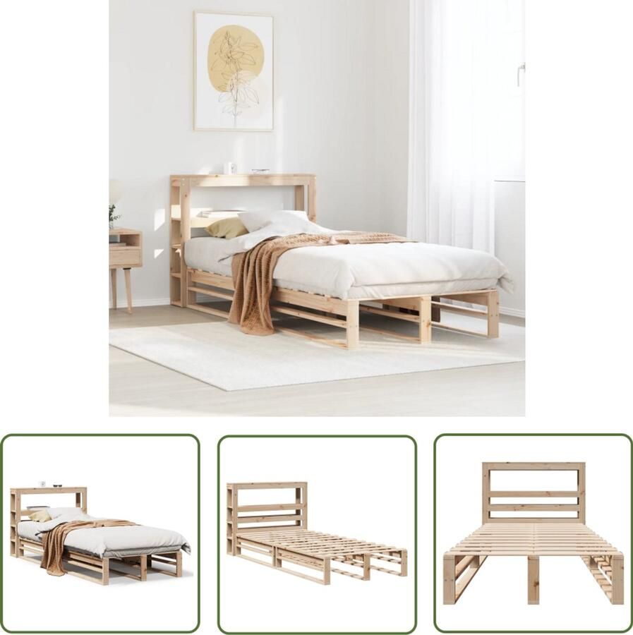 VidaXL Houten Bed Bedframe zonder matras massief grenenhout 100x200 cm Massief Grenenhout Bed Slaapkamers