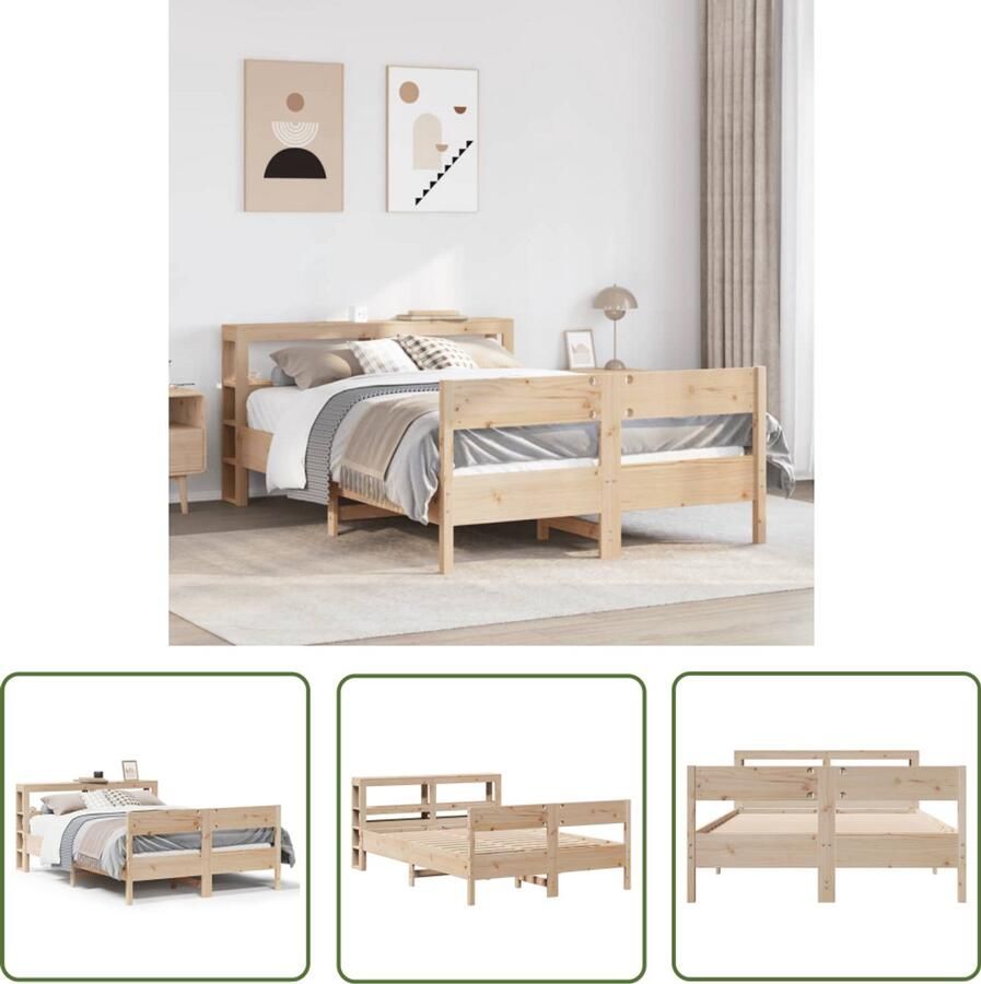 VidaXL Houten Bed Bedframe zonder matras massief grenenhout 120x190 cm Grenenhouten Bed Tweepersoonsbed Kingsize Bed