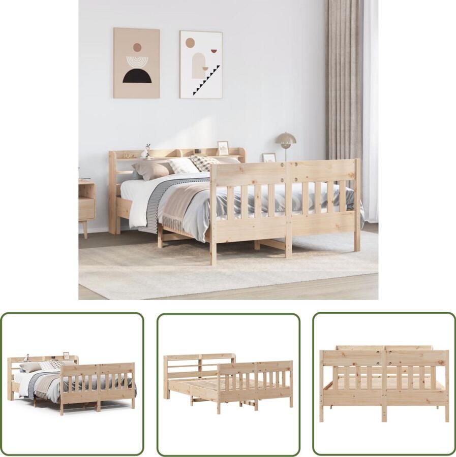 VidaXL Houten Bed Bedframe zonder matras massief grenenhout 120x190 cm Grenenhouten Bed Tweepersoonsbed Slaapkamervloerisolatie