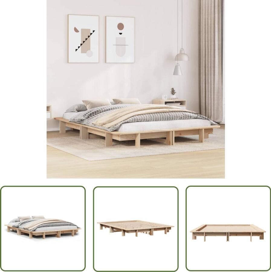 VidaXL Houten Bed Bedframe zonder matras massief grenenhout 120x200 cm Grenenhouten Bed Kingsize Bed Boxspring Bed