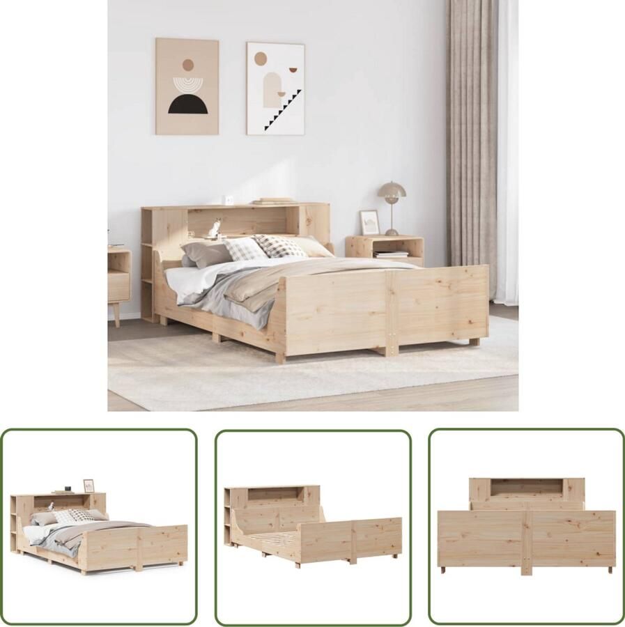 VidaXL Houten Bed Bedframe zonder matras massief grenenhout 140x200 cm Bedbank Slaapcomfort Slaapkamersdecoratie