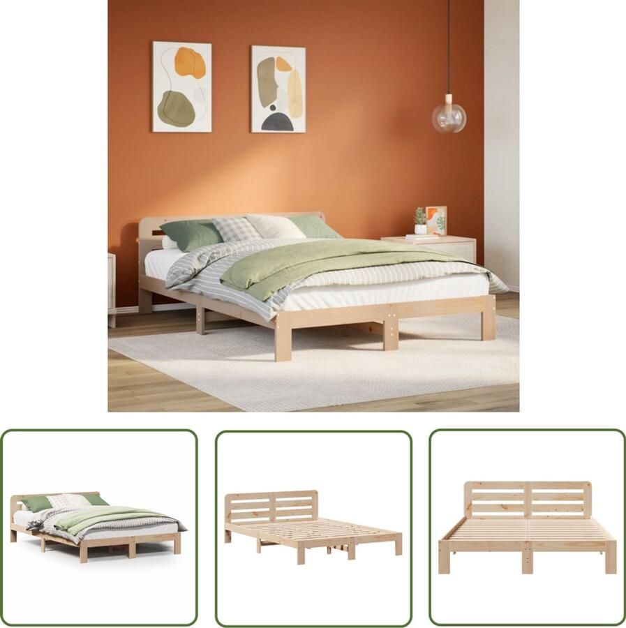 VidaXL Houten Bed Bedframe zonder matras massief grenenhout 160x200 cm Grenenhouten Bed Boxspring Slaapcomfort