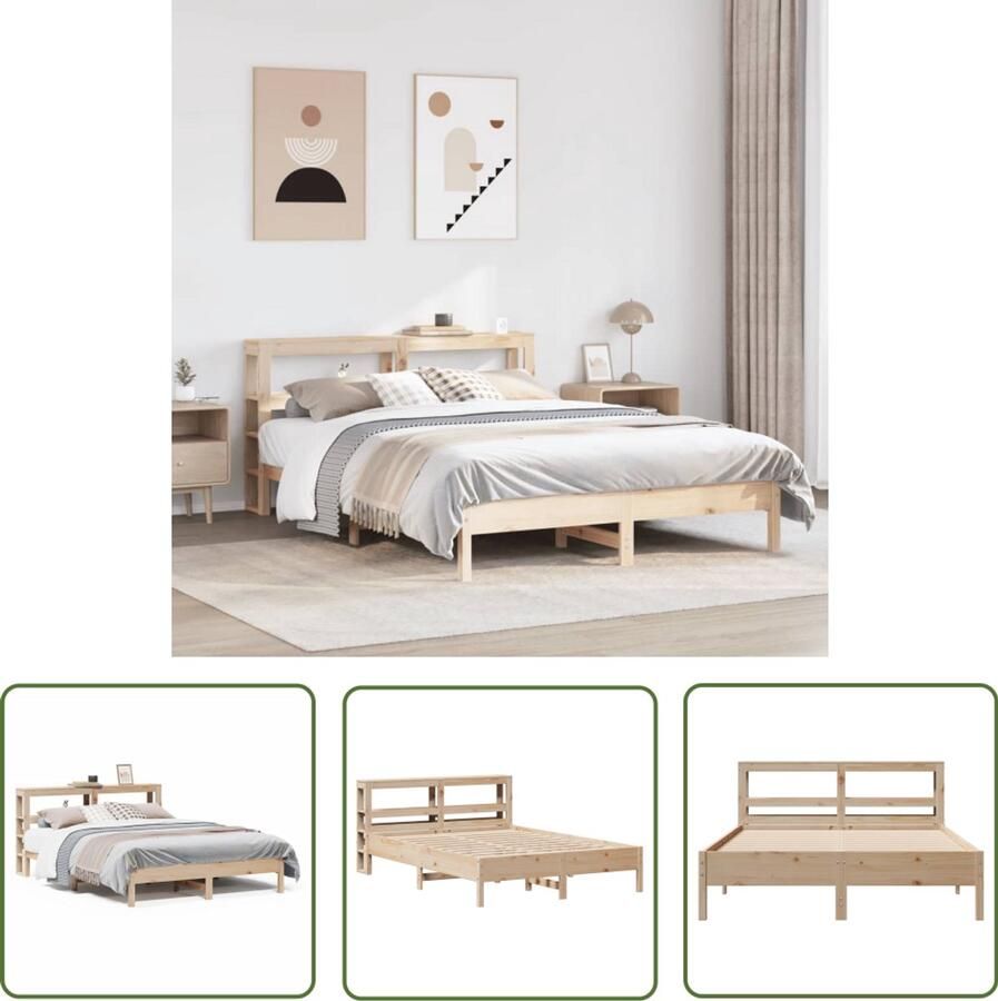 VidaXL Bedframe zonder matras massief grenenhout 160x200 cm Bedframe Houten Bed Grenenhouten Bed Tweepersoonsbed Boxspring Bed