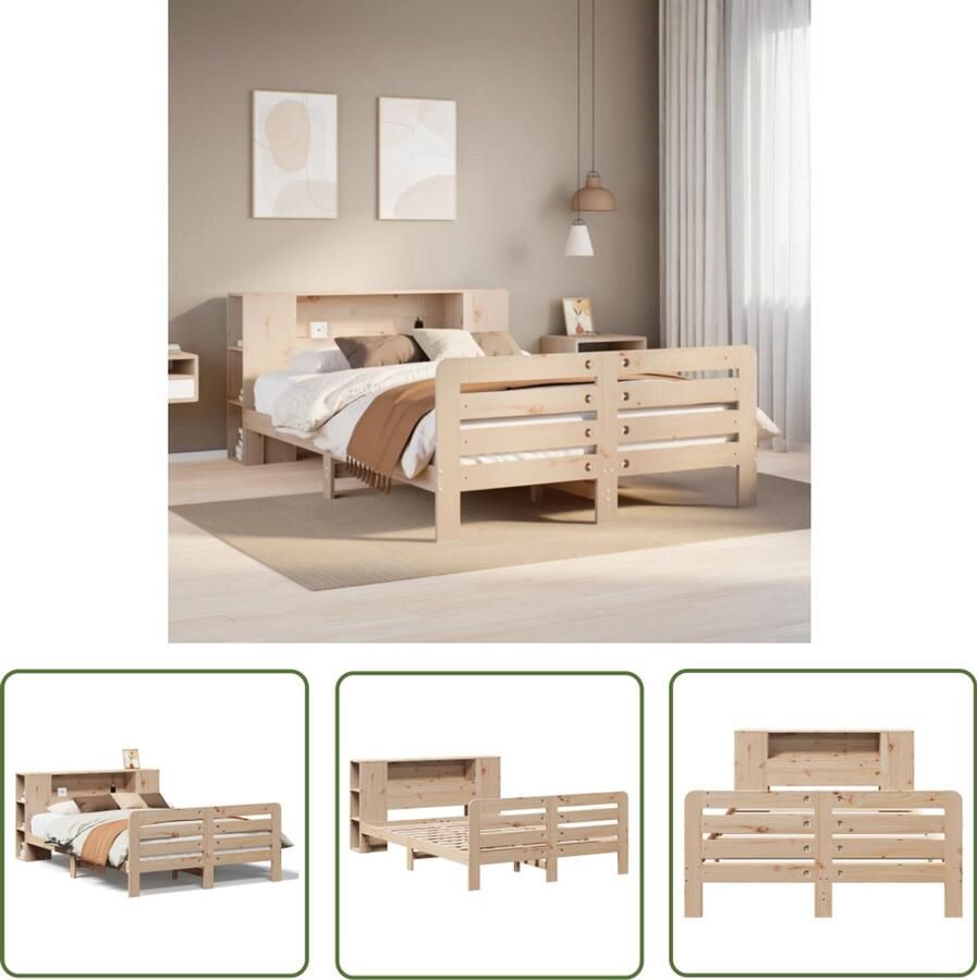 VidaXL Houten Bed Bedframe zonder matras massief grenenhout 160x200 cm Grenenhouten Bed Tweepersoonsbed Boxspring