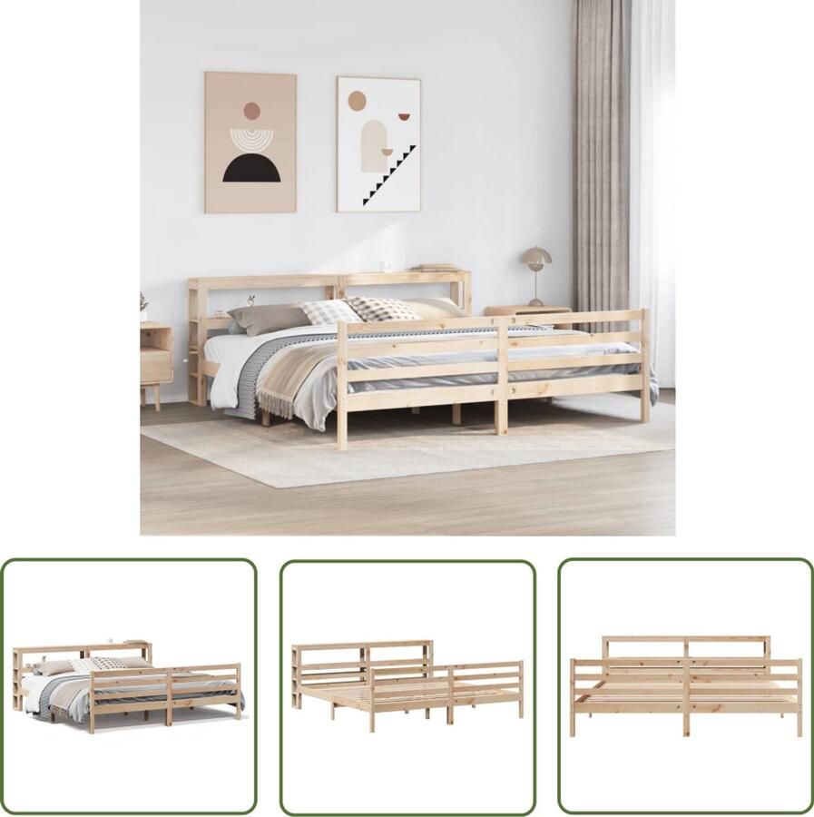 VidaXL Houten Bed Bedframe zonder matras massief grenenhout 180x200 cm Grenen Hout Tweepersoonsbed Kingsize Bed