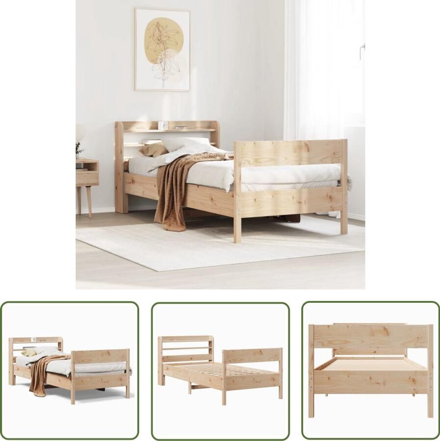 VidaXL Houten Bed Bedframe zonder matras massief grenenhout 75x190 cm Grenenhouten Bed Tweepersoonsbed Kingsize Bed