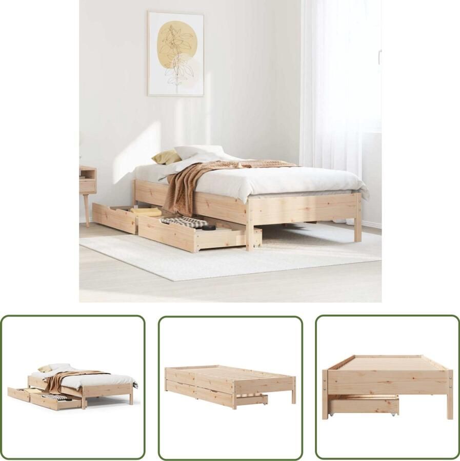 VidaXL Bedframe zonder matras massief grenenhout 75x190 cm Bedframe Houten Bed Massief Hout Bed Grenenhout Bed Tweepersoonsbed