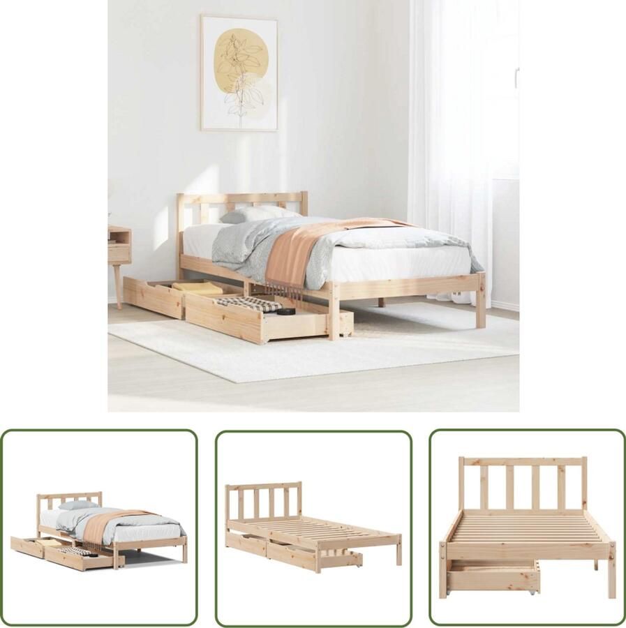 VidaXL Bedframe zonder matras massief grenenhout 90x190 cm Bedframe Houten Bed Grenen Bed Tweepersoonsbed Kinderbed