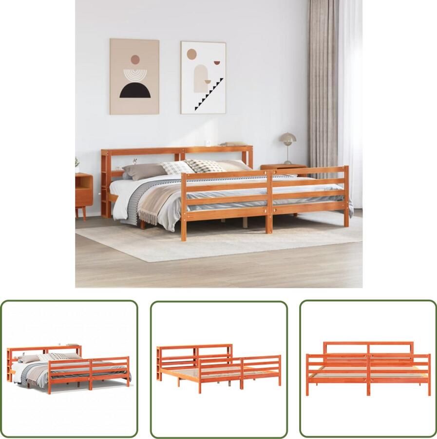 VidaXL Houten Bed Bedframe zonder matras massief grenenhout wasbruin 180x200 cm Grenenhouten Bed Kingsize Bed Boxspring Bed