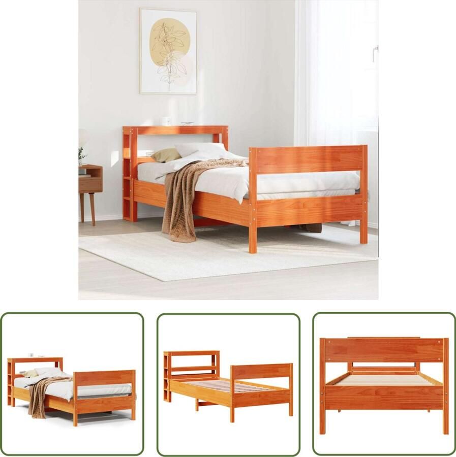 VidaXL Bedframe zonder matras massief grenenhout wasbruin 90x200 cm Bedframe Houten Bed Grenenhouten Bed Kingsize Bed Tweepersoonsbed