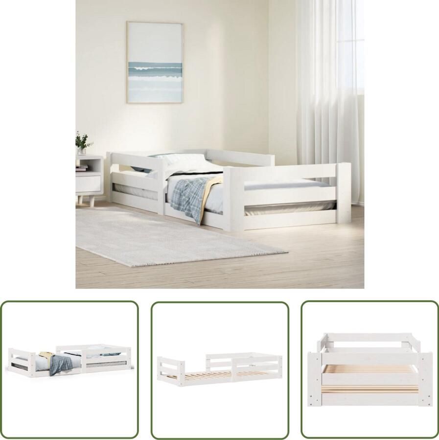 VidaXL Bedframe zonder matras massief grenenhout wit 75x190 cm Bedframe Houten Bed Grenen Hout Bedbank Slaapkamervloerisolatie