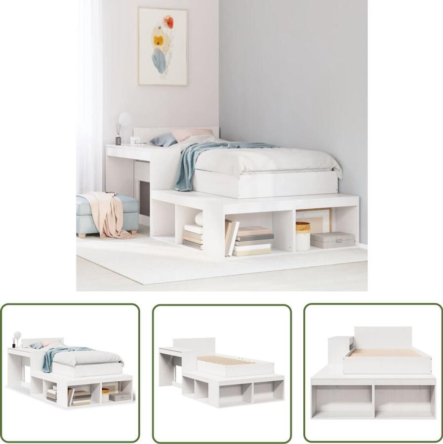VidaXL Houten Bed Bedframe zonder matras massief grenenhout wit 80x200 cm Bed Met Lade Slaapkamers Nachthaven