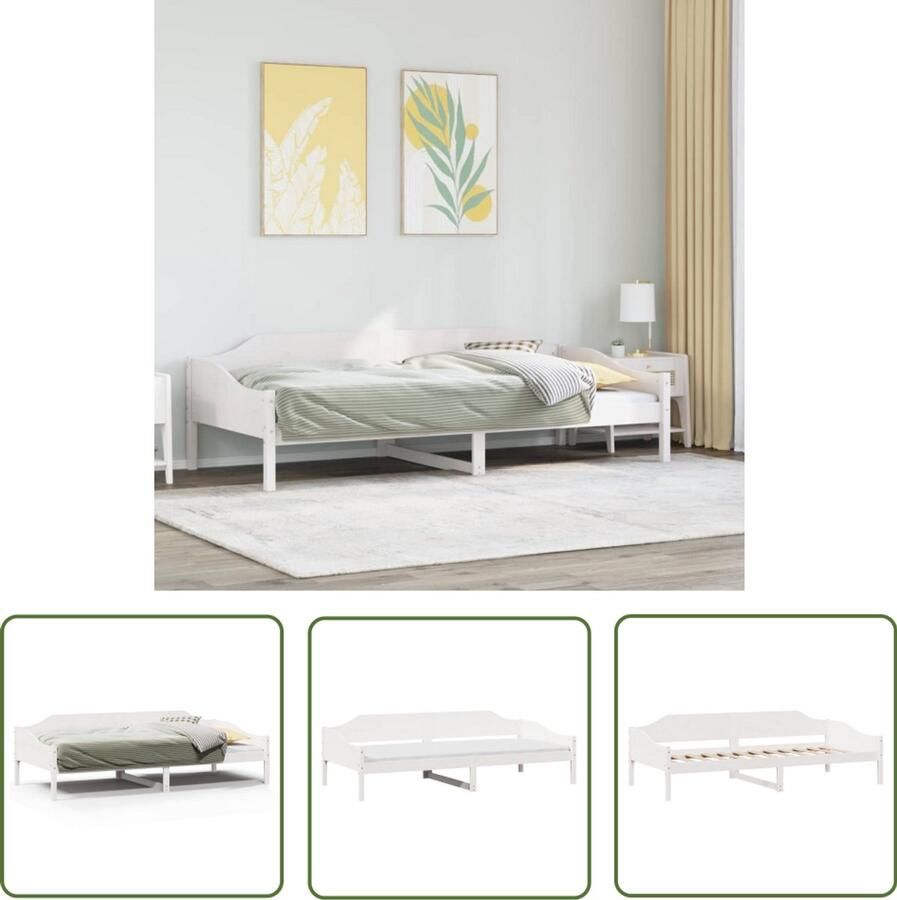 VidaXL Bedframe zonder matras massief grenenhout wit 90x200 cm Bedframe Houten Bed Zwart Bed Wit Massief Hout Bed