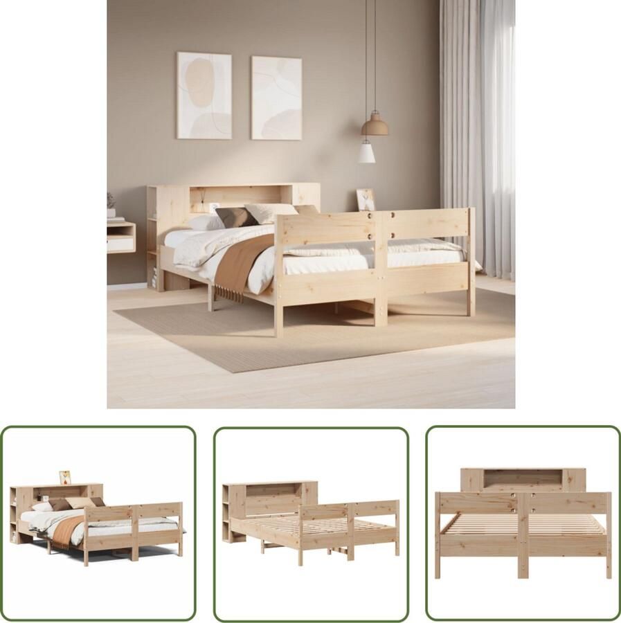 VidaXL Houten Bed Boekenkasten Bed met boekenkast zonder matras massief grenenhout 140x200 cm Bed Met Kast Tweepersoonsbed Slaapkamersdecoratie