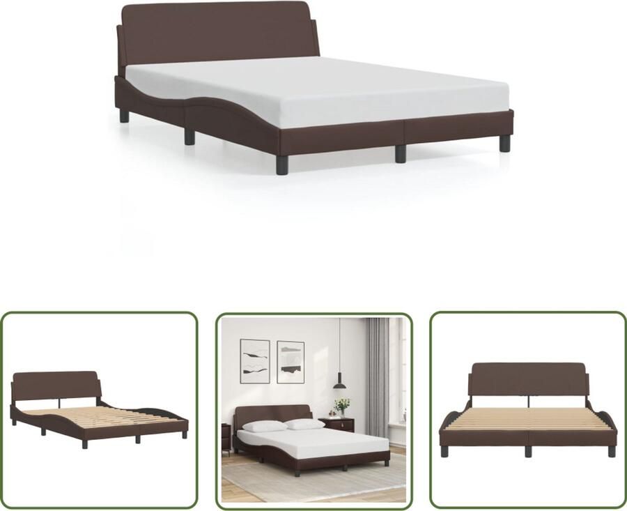 VidaXL Houten Bed Bruin Bed Bedframe Dover kunstleer bruin 120x200 cm Kunstleder Bed Tweepersoons Bed Boxspring Bed