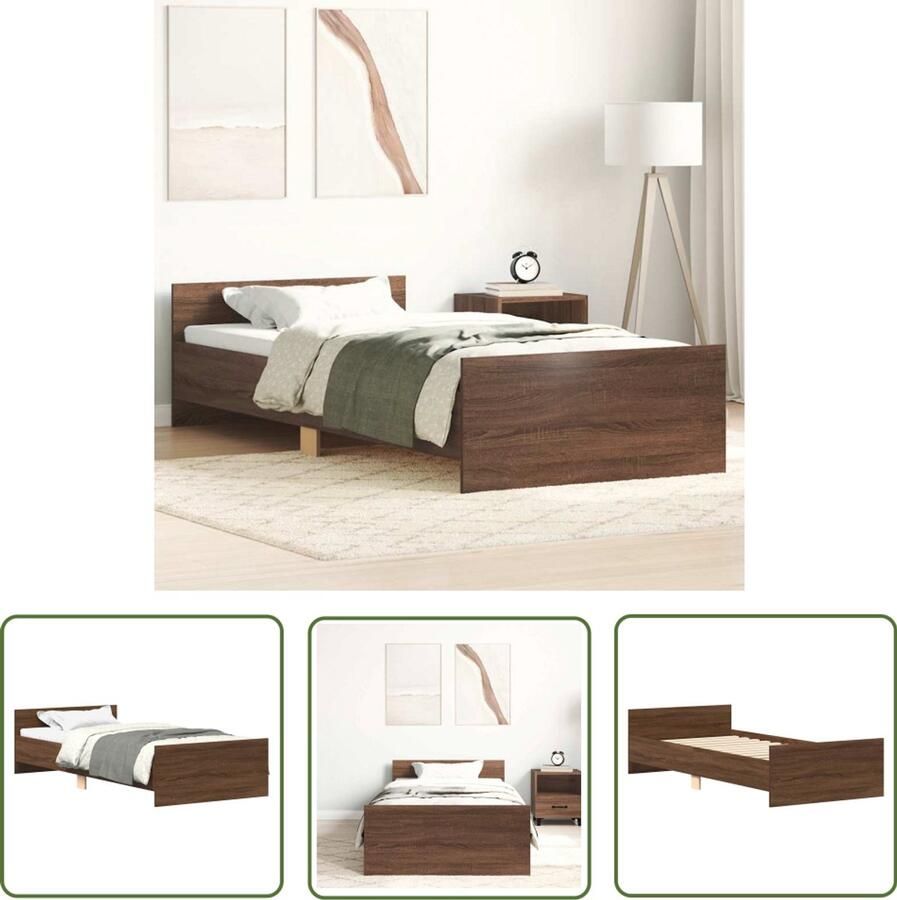 The Living Store Bedframe Hout Multiplex lattenbodem 193 x 78 x 50 cm Bruineiken Bruine Houten Bed Frame Houten Bed Tweepersoons Bed King Size Bed Boxspring Bed