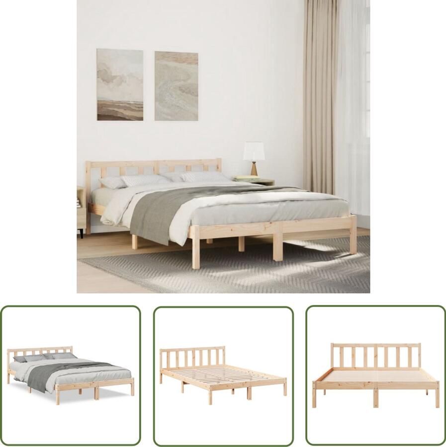 VidaXL Bedframe extra lang zonder matras massief grenenhout 160x210 cm Bed Frame Houten Bed Grenenhout Bed King Size Bed Tweepersoonsbed