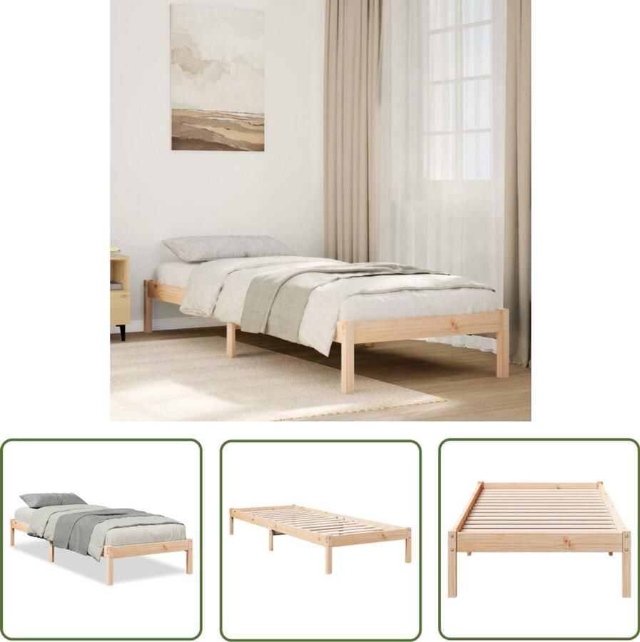 VidaXL Bedframe extra lang zonder matras massief grenenhout 80x210 cm Bed Frame Houten Bed Grenen Hout Bed King Size Bed Tweepersoonsbed