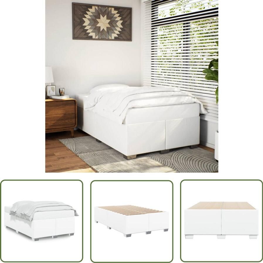 VidaXL Houten Bed Frame Bedframe kunstleer wit 120x200 cm Tweepersoonsbed Boxspring Slaapkamerdecoratie