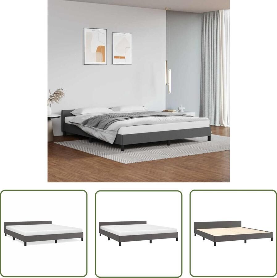 The Living Store Bedframe met hoofdbord kunstleer grijs 180x200 cm Bedframe Met Hoofdbord Bedframes Met Hoofdborden Bedframe Bed Slaapmeubel Bedbodem Ledikant Eenpersoonsbed Slaapbed Bedframes Bedden