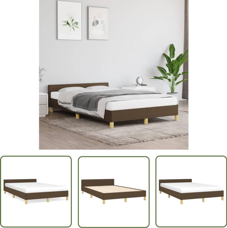 VidaXL Bedframe zonder matras 120x190 cm stof donkerbruin Bed Frame Houten Bed Tweepersoons Bed Bruine Bed Comfortabel Bed