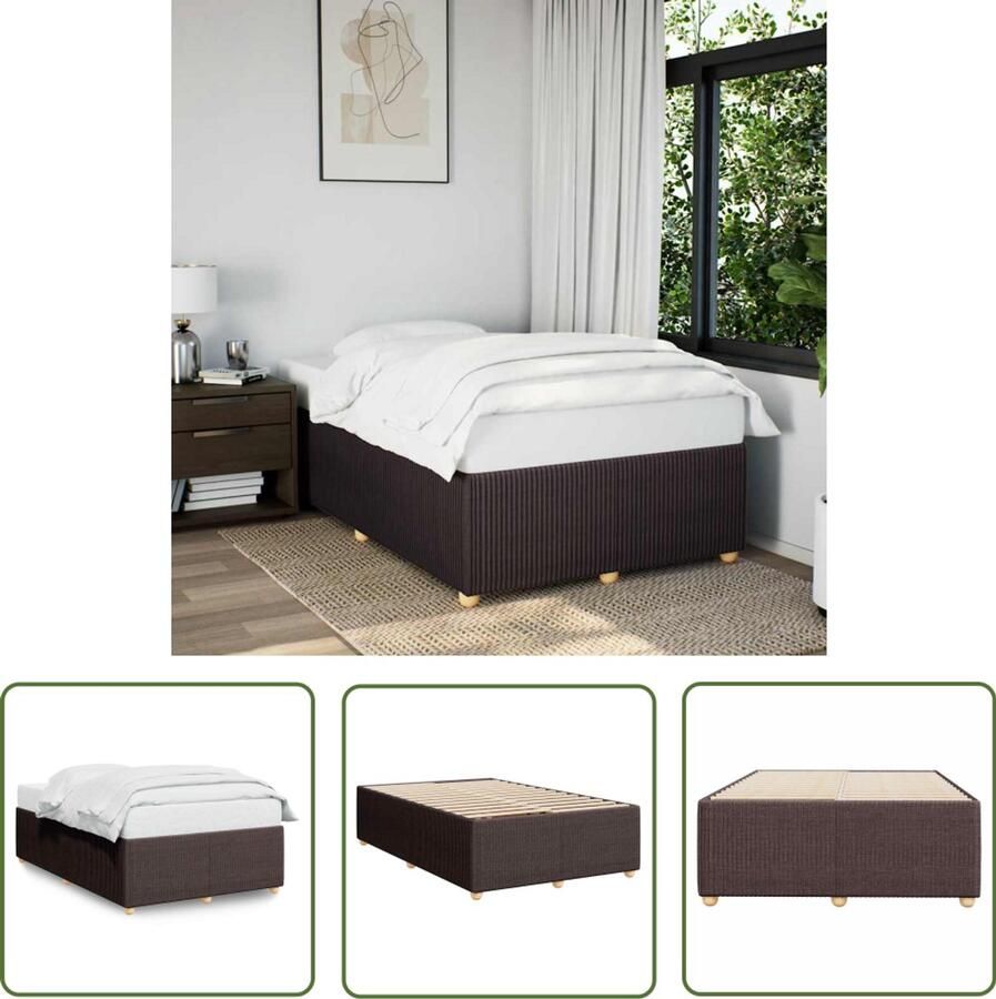 VidaXL Houten Bed Frame Bedframe zonder matras 120x190 cm stof donkerbruin Tweepersoons Bed Slaapkamers Slaapcomfort