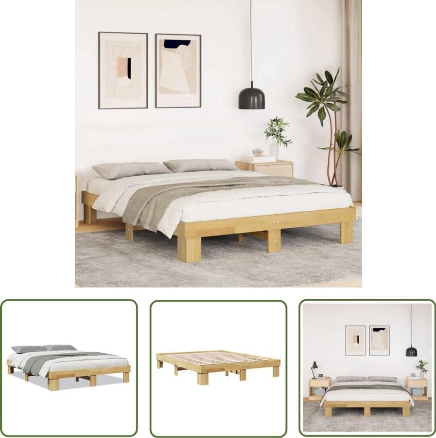 VidaXL Bedframe zonder matras 150x200 cm massief hout eiken Bed Frame Houten Bed Eiken Bed Boxspring Frame Tweepersoons Bed