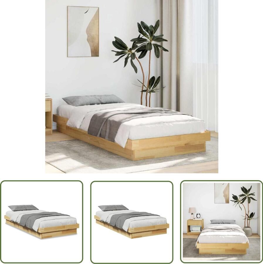 VidaXL Bedframe zonder matras 90x190 cm massief hout eiken Bed Frame Houten Bed Eiken Bed Tweepersoons Bed Compact Bed