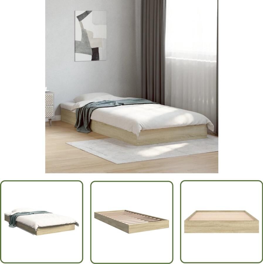 VidaXL Bedframe zonder matras hout sonoma eikenkleurig 90x190 cm Bed Frame Houten Bed Sonoma Eiken Tweepersoonsbed Compact Bed