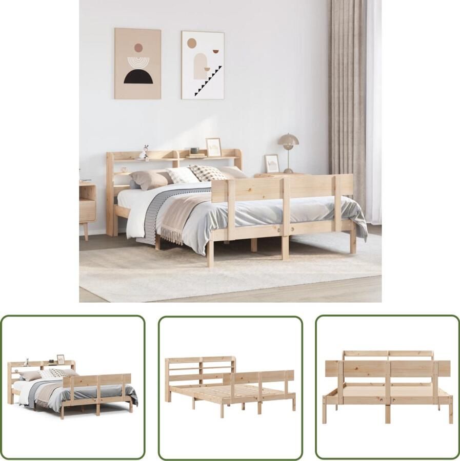 VidaXL Houten Bed Frame Bedframe zonder matras massief grenenhout 120x190 cm Grenen Hout Tweepersoons Bed Boxspring Bed