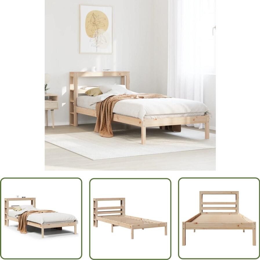 VidaXL Houten Bed Frame Bedframe zonder matras massief grenenhout 75x190 cm Grenen Hout Slaapcomfort Slaapkamers