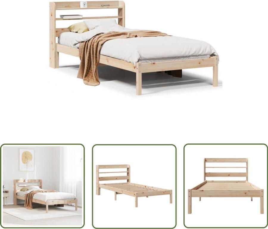 VidaXL Houten Bed Frame Bedframe zonder matras massief grenenhout 75x190 cm Grenen Hout Tweepersoonsbed Boxspring Bed