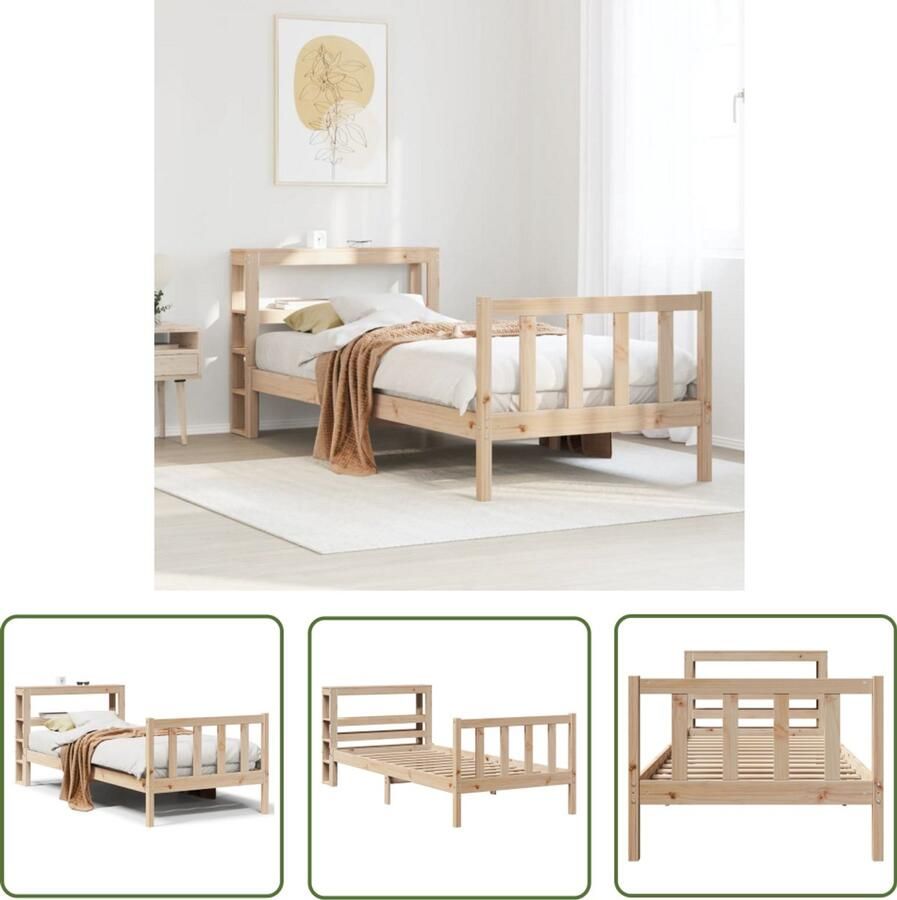 VidaXL Houten Bed Frame Bedframe zonder matras massief grenenhout 90x190 cm Grenenhout Bed Tweepersoons Bed Boxspring Bed