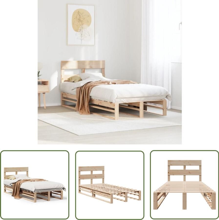 VidaXL Bedframe zonder matras massief grenenhout 90x190 cm Bed Frame Houten Bed Grenenhouten Bed Tweepersoonsbed Enkelpersoonsbed