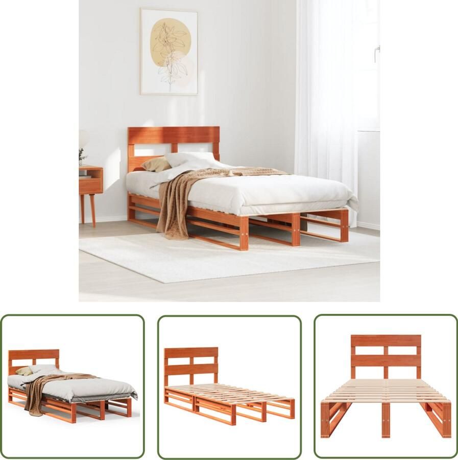 VidaXL Bedframe zonder matras massief grenenhout wasbruin 90x190 cm Bed Frame Houten Bed Grenen Hout Bed Massief Grenen Bed Without Mattress