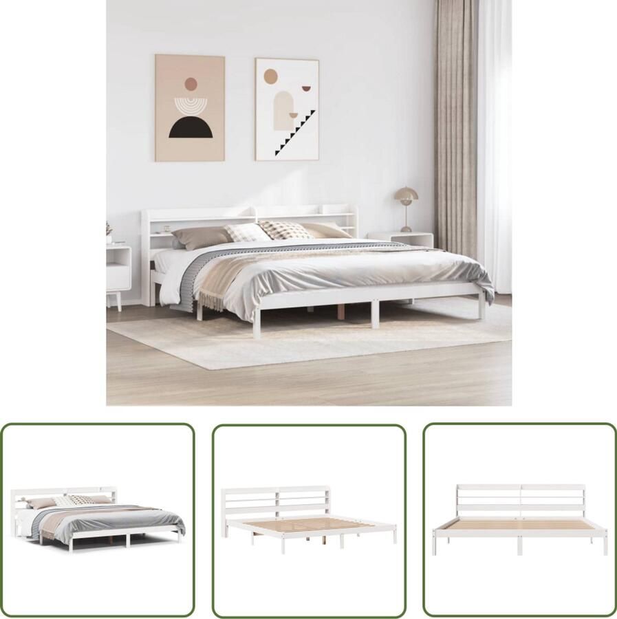 VidaXL Houten Bed Frame Bedframe zonder matras massief grenenhout wit 180x200 cm Bed Met Lade King Size Bed Tweepersoonsbed