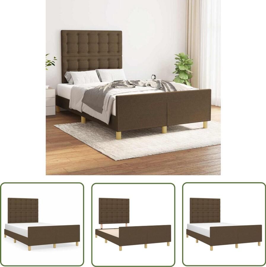 VidaXL Houten Bed Frame Donkerbruin Bed Frame Bedframe zonder matras 120x190 cm stof donkerbruin Stoffen Bed Frame Tweepersoons Bed Frame King Size Bed Frame