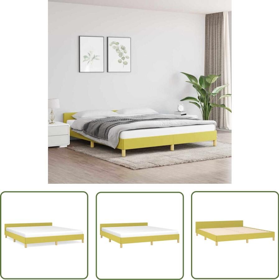 The Living Store Bedframe zonder matras 180x200 cm stof groen Groene Bed Frame Houten Bed Frame Eenvoudig Bed Frame Stoffen Bed Frame Tweepersoons Bed Frame
