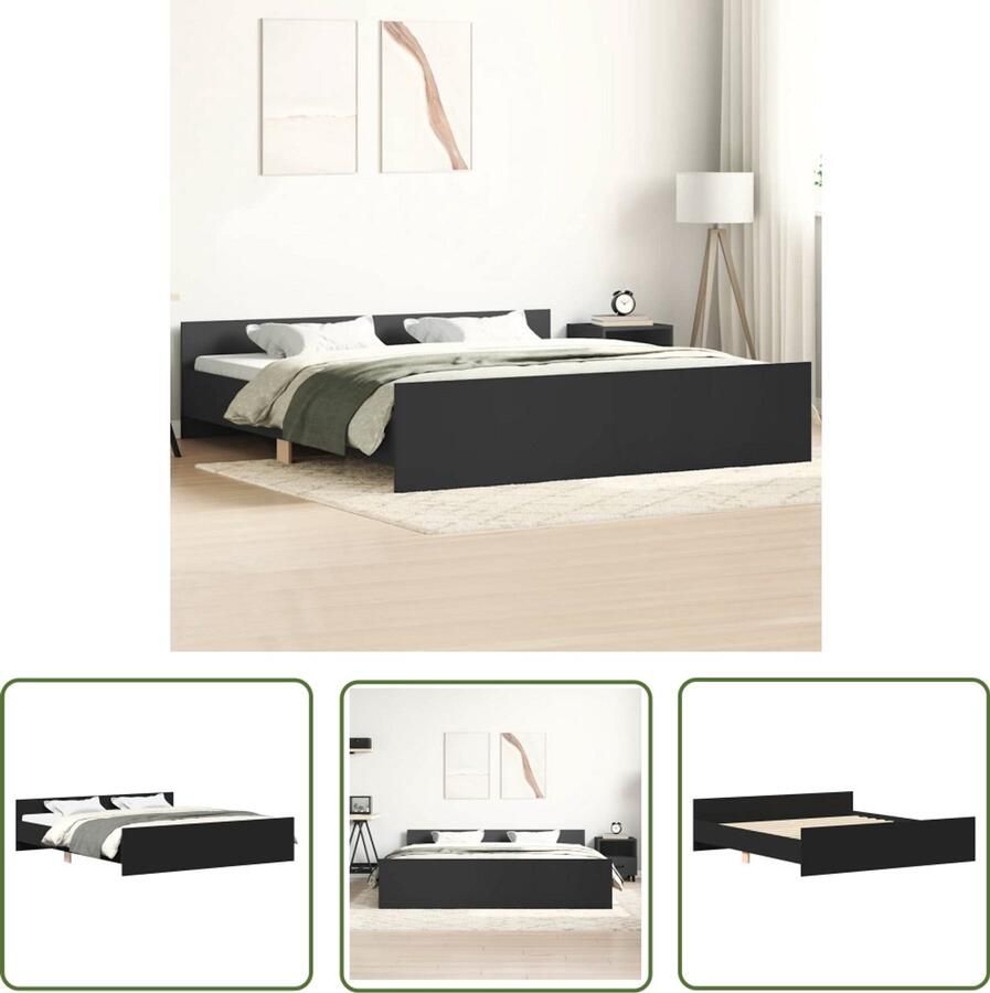 The Living Store Bedframe Massief Grenenhout Zwarte King Size Inclusief Lattenbodem 203 x 183 x 50 cm King Size Bed Houten Bed Frame Massief Grenenhout Bed Black Bed Frame Bed Frame Met Lattenbodem