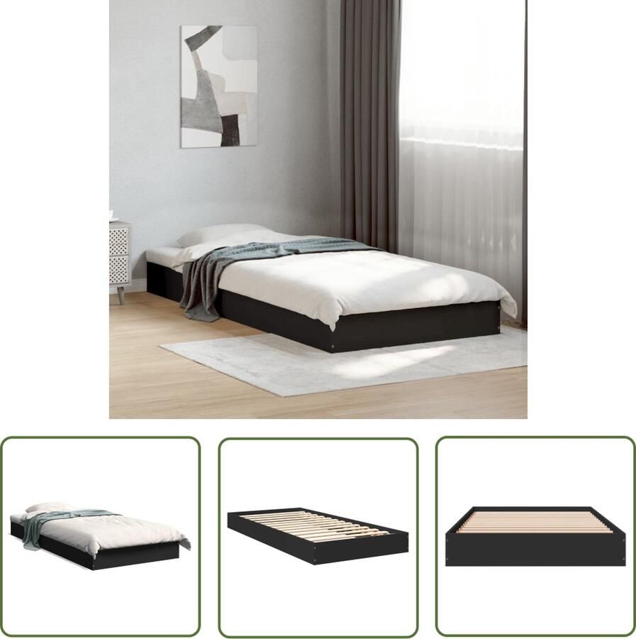 The Living Store Bedframe Moderne Stijl Zwart Bewerkt Hout 193 x 78 x 17 cm Stevige Lattenbodem Modern Bed Frame Houten Bed Frame Zwart Bed Frame Enkelpersoons Bed Frame Slaapcomfort
